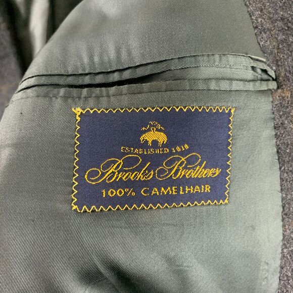 Brooks Brothers Blazer Jacket Mens 44 LG Camelhair Sport‎ Coat Window Pane - Picture 4 of 15